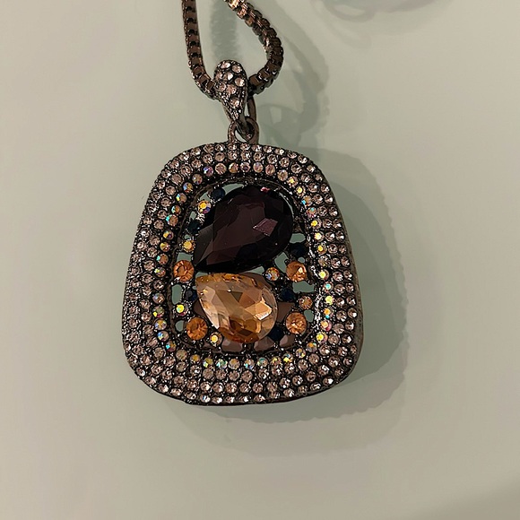 Vintage Necklace square and crystals - Picture 2 of 2